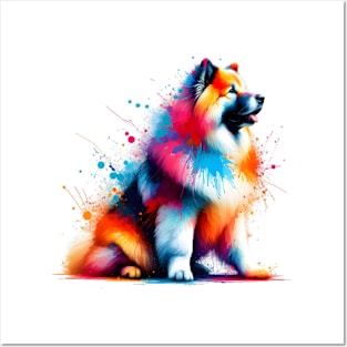 Vibrant Eurasier Dog in Colorful Splashed Paint Style Posters and Art